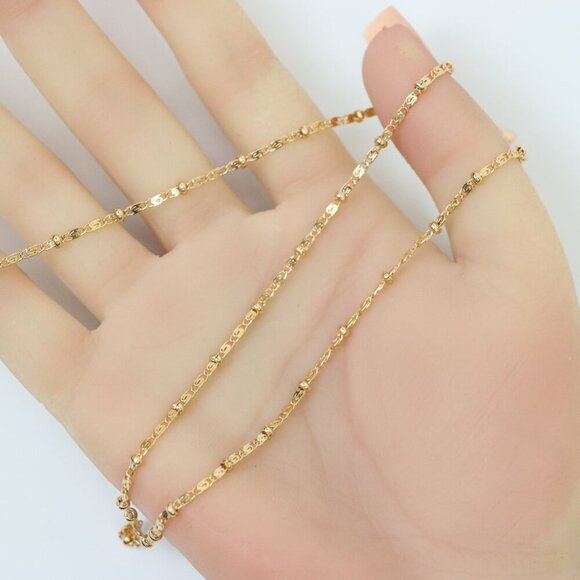 "Dainty Rose Gold Beaded Chain Necklace with Delicate Link Design , XPNL0165 - Picture 3 of 12